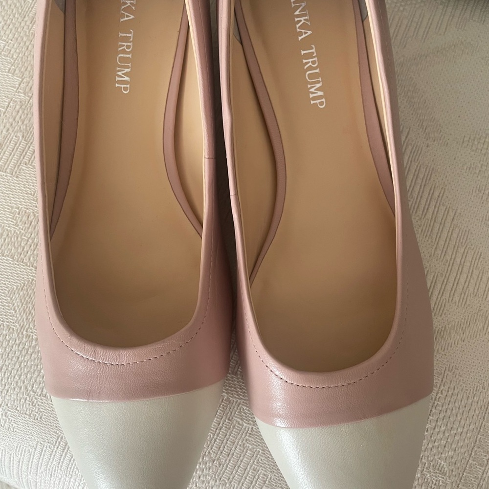 Brand New WO tags Ivanka Trump pink and white wedges